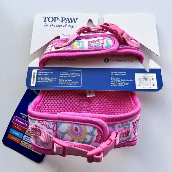 NWT XX-Small Dog Puppy Soft Comfort Vest Harness Top Paw Pink Cute Girly Floral - Picture 2 of 3